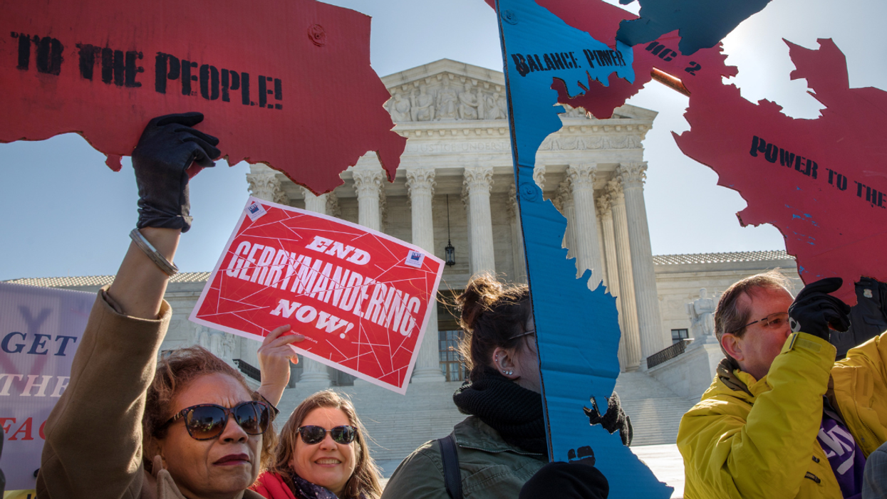 gerrymandering protesters in front of the Supreme Court