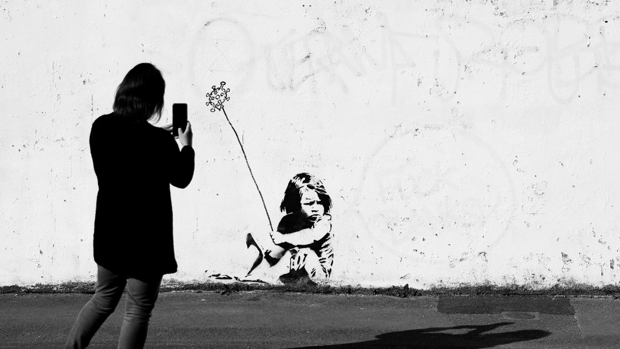 Getty Image of Banksy mural