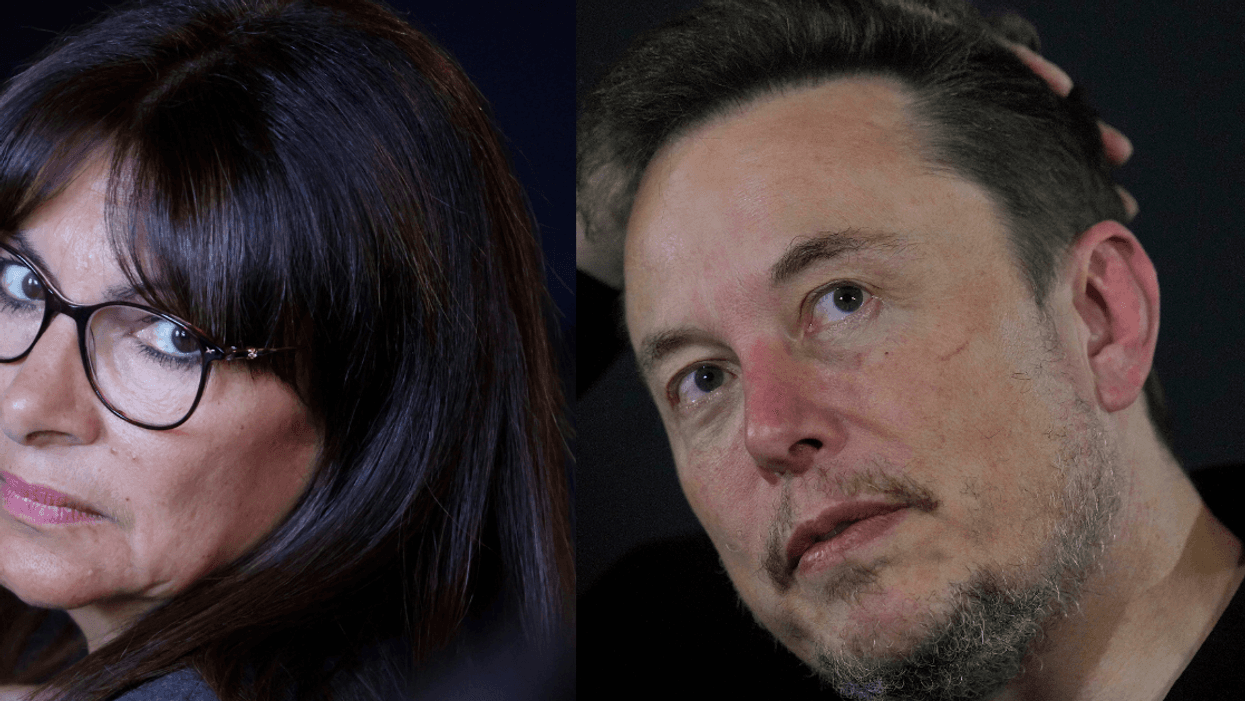 Getty Images of Anne Hidalgo (L) and Elon Musk (R)