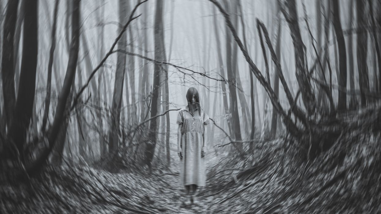 Girl lurking in a forest