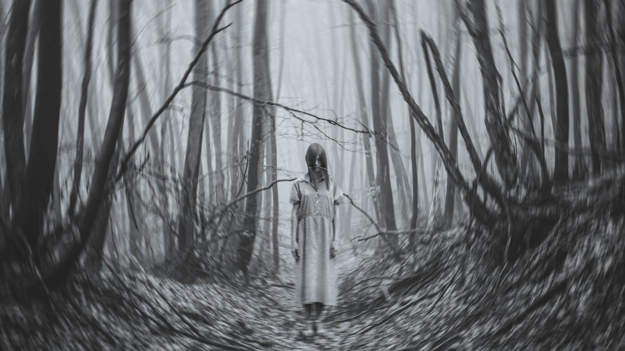 Girl lurking in a forest