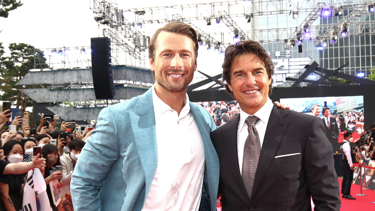 Glen Powell and Tom Cruise