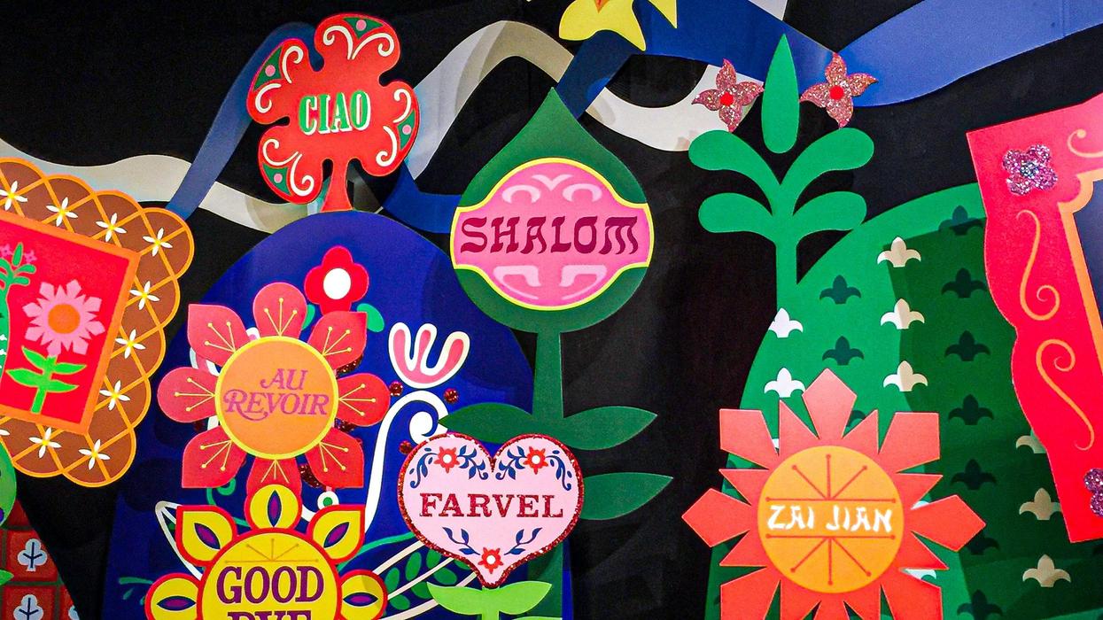 "Goodbye" signs in various language seen at Disneyland's "it's a small world" attraction