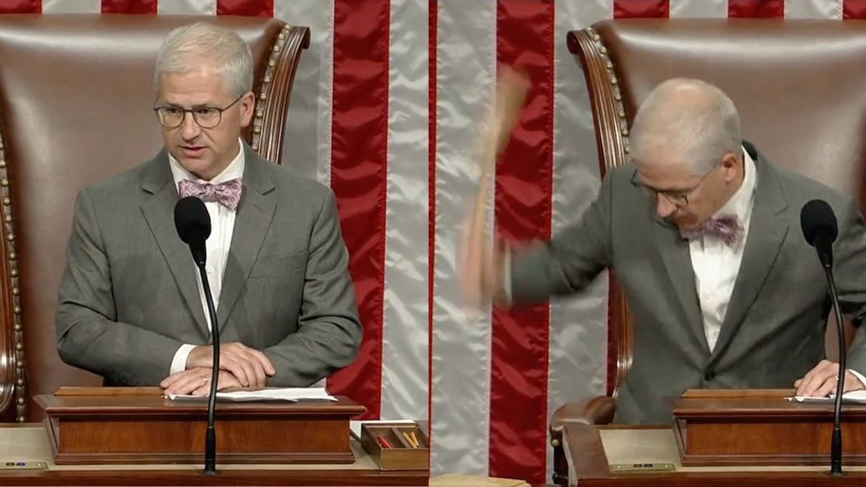 GOP House Speaker Pro Tempore Patrick McHenry pounding gavel