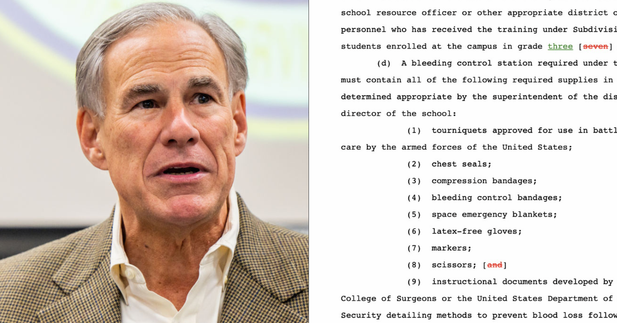 Greg Abbott; Twitter screenshot of part of the bill's language