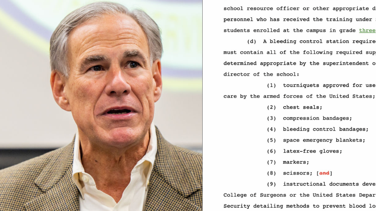 Greg Abbott; Twitter screenshot of part of the bill's language