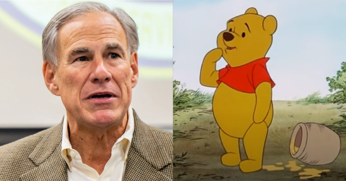 Greg Abbott; YouTube screenshot of Winnie the Pooh