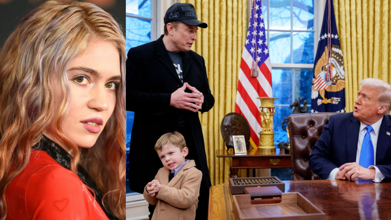 Grimes; Elon Musk, his son, and Donald Trump