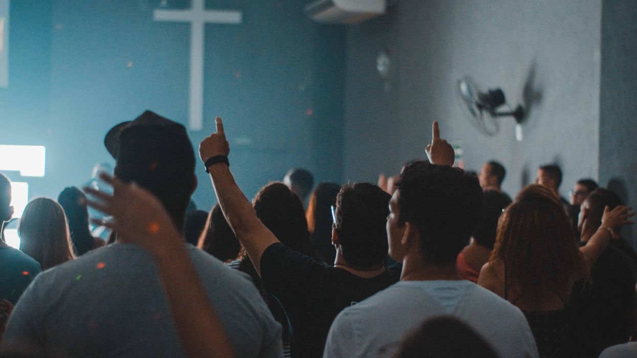 Group of people chanting