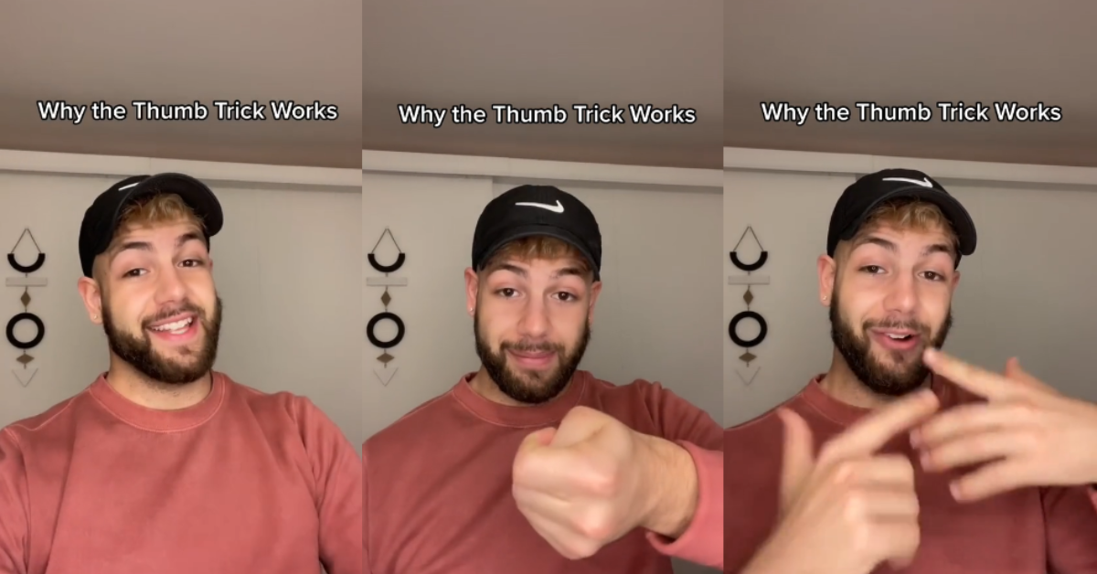 Guy describing the viral thumb trick to "turn off" the gag reflex