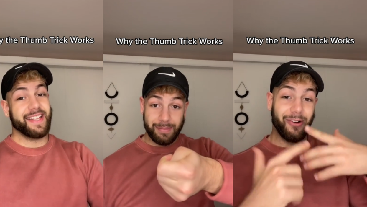 Guy describing the viral thumb trick to "turn off" the gag reflex