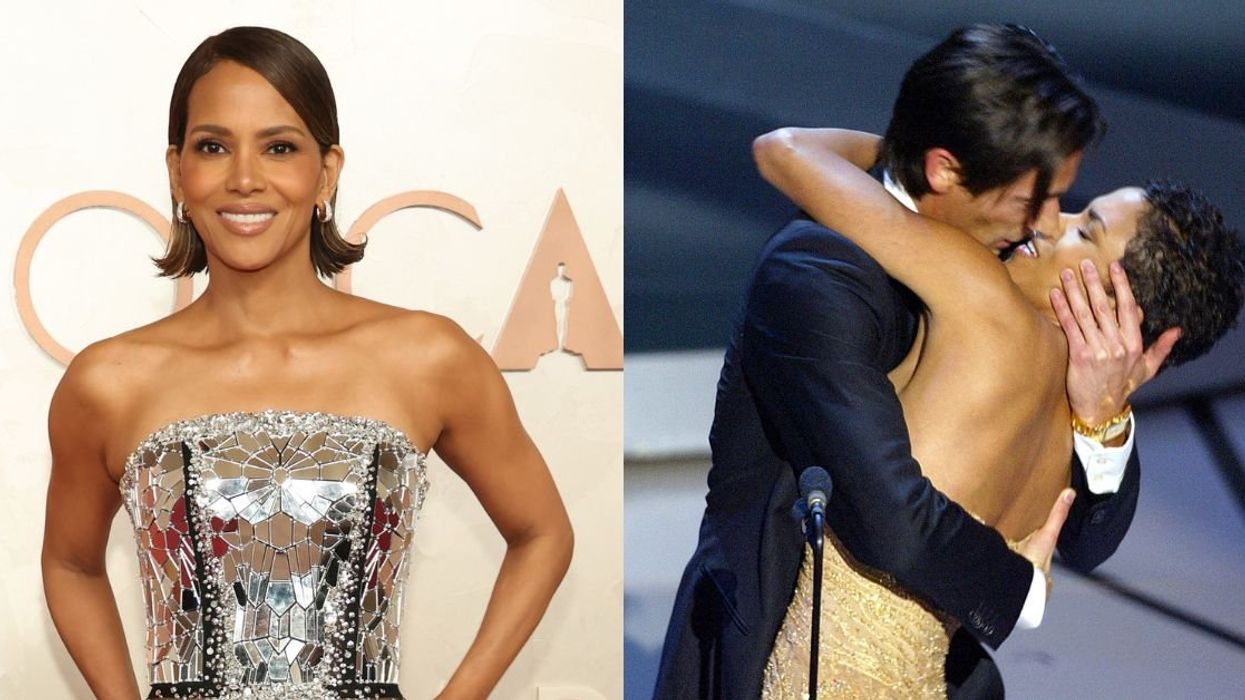 Halle Berry; Adrien Brody kissing Berry 75th Academy Awards