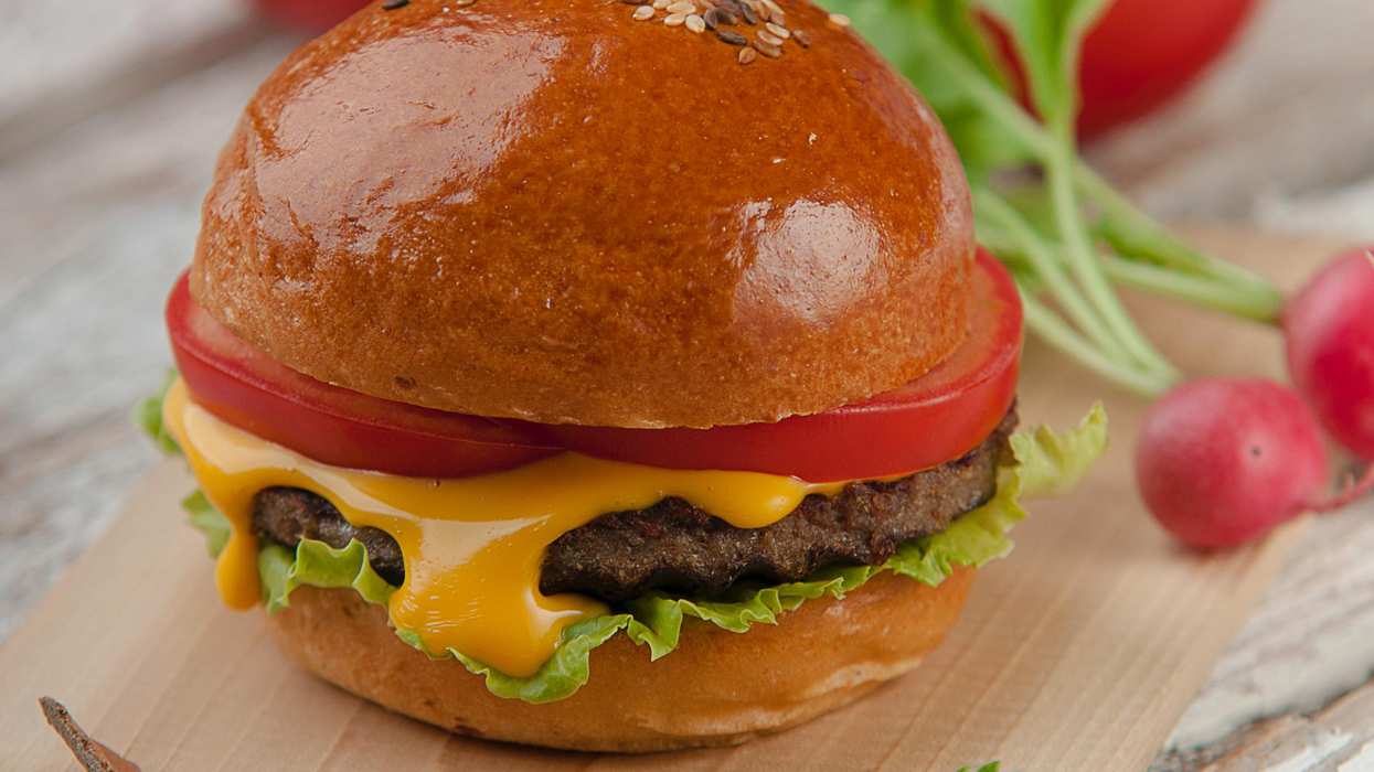 hamburger with tomato, lettuce and cheese