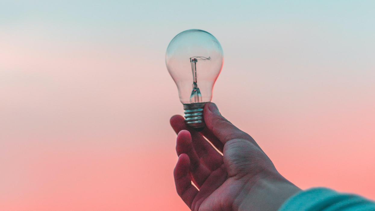 Hand holding a lightbulb
