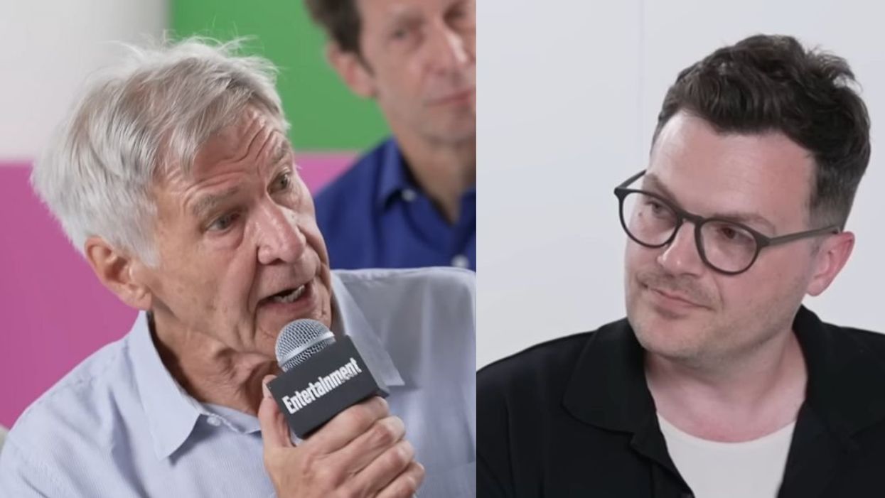 Harrison Ford; "Entertainment Weekly" reporter Gerrad Hall