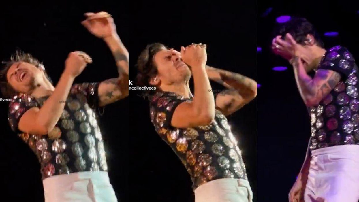 Harry Styles being hit with Skittles