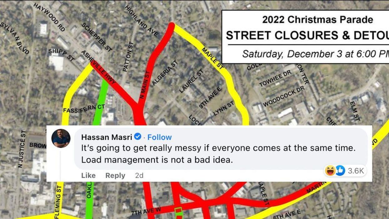 Hendersonville, NC Christmas parade route map