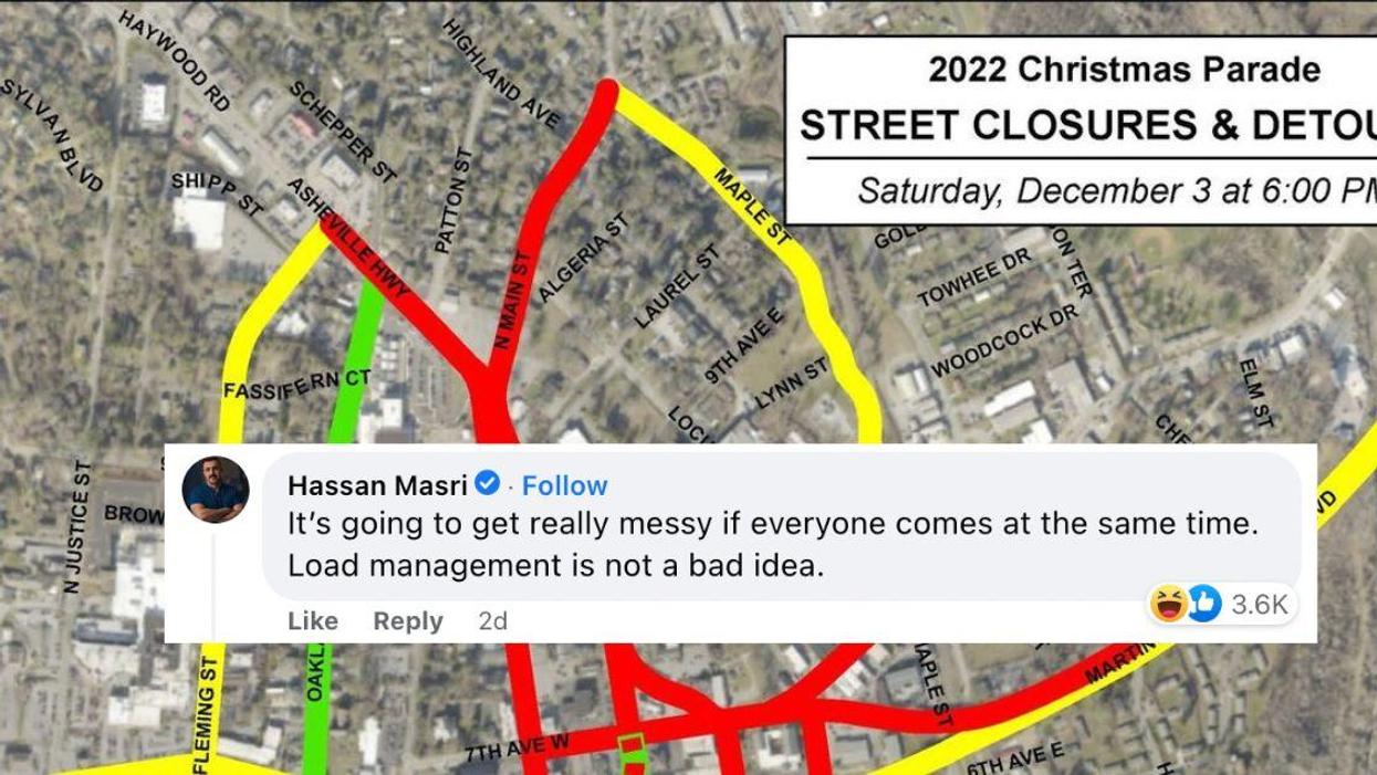 Hendersonville, NC Christmas parade route map