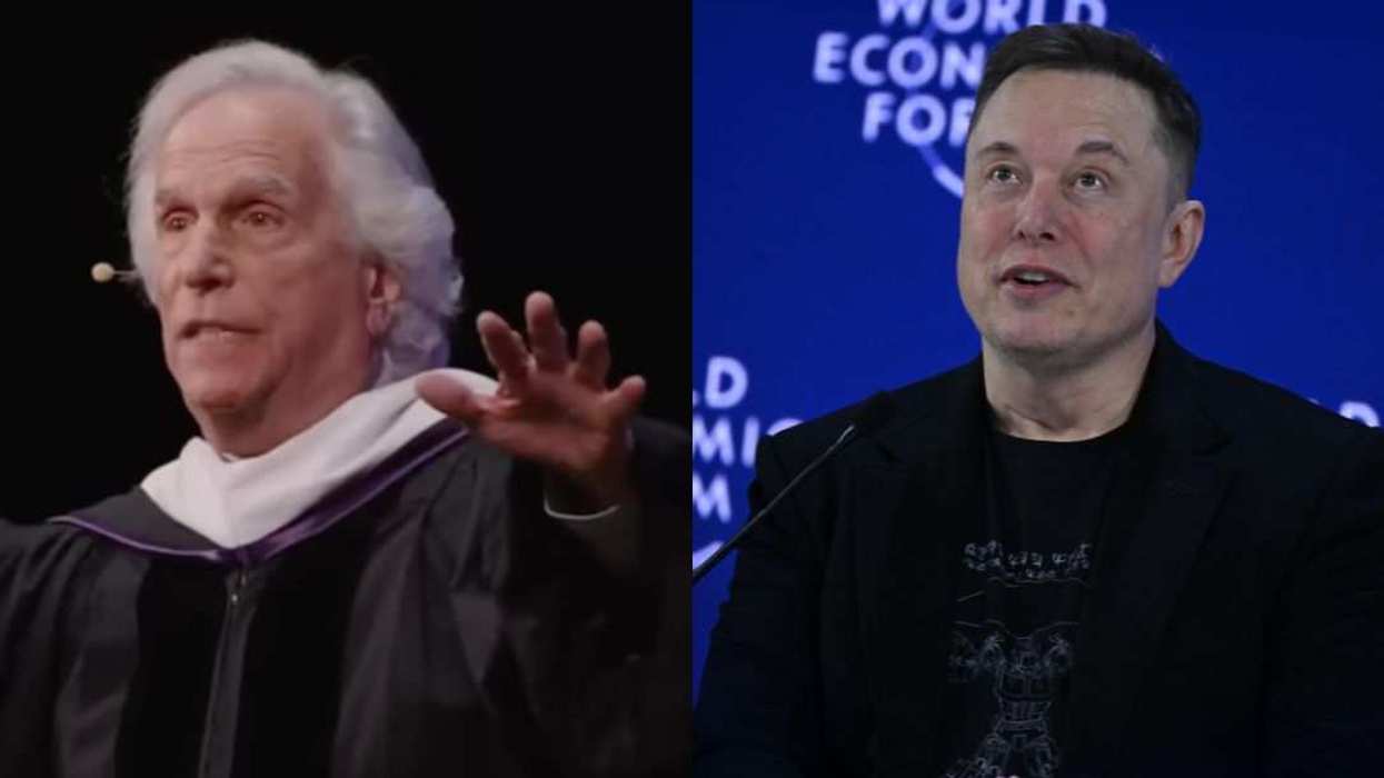 Henry Winkler (left) and Elon Musk (right) have publicly clashed over the role of empathy in modern society.