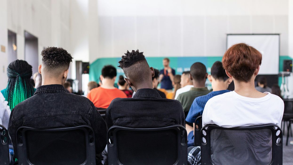 High school students sitting in class lecture