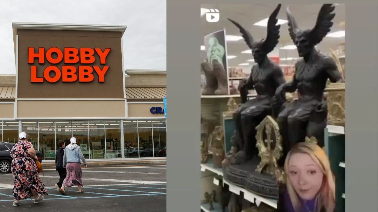 Hobby Lobby; Baphomet statues in AI-generated photos