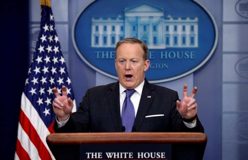 Sean Spicer Actually Used Air Quotes To Defend Trump's Tweets