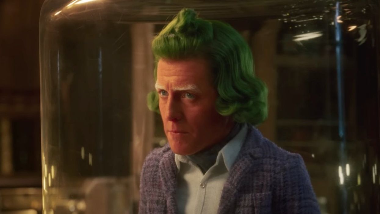 Hugh Grant as an Oompa Loompa in 'Wonka'