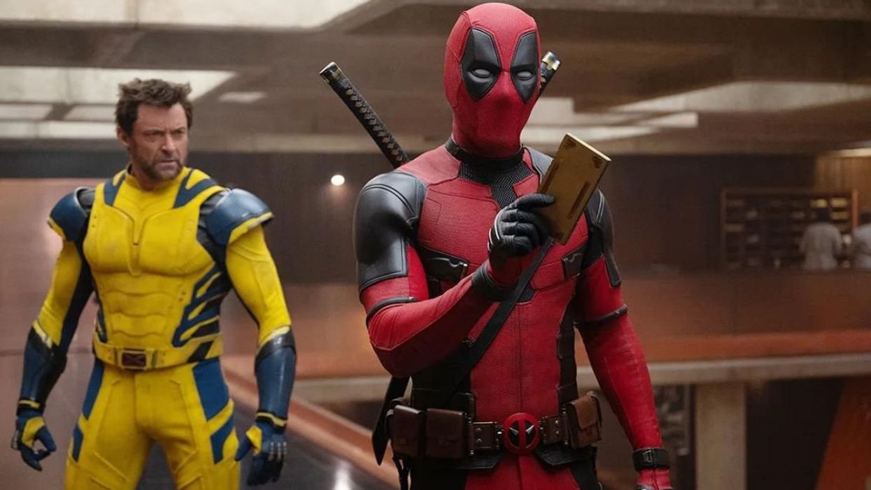 Hugh Jackman as Wolverine and Ryan Reynolds as Deadpool