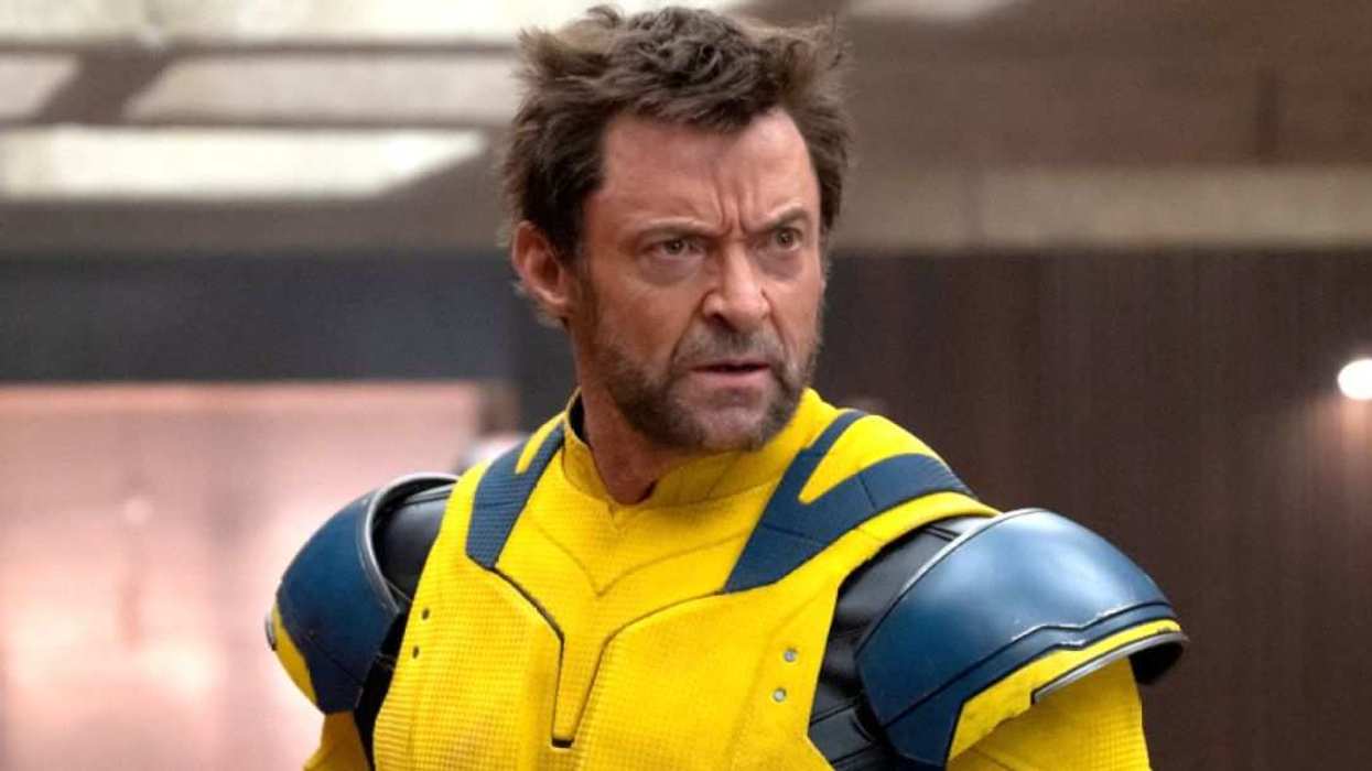 Hugh Jackman as Wolverine in Deadpool & Wolverine, sporting the character’s signature yellow suit and intense glare.
