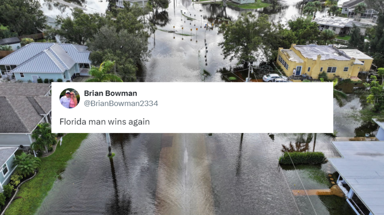 Image of flooding amidst Hurricane Milton; @BrianBowman2334's Tweet