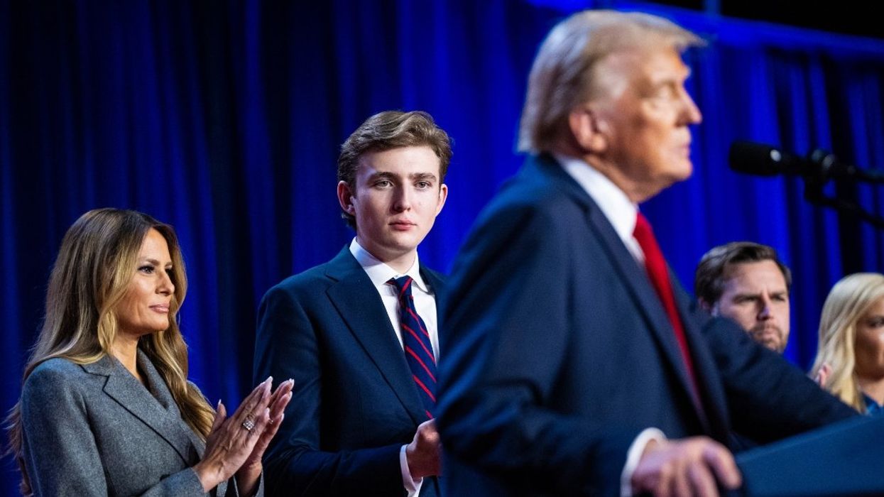 Image of Melania, Barron and Donald Trump on election night