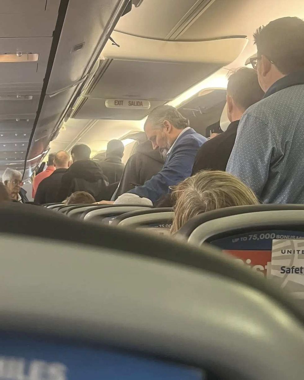 Image of Ted Cruz on a California-bound flight