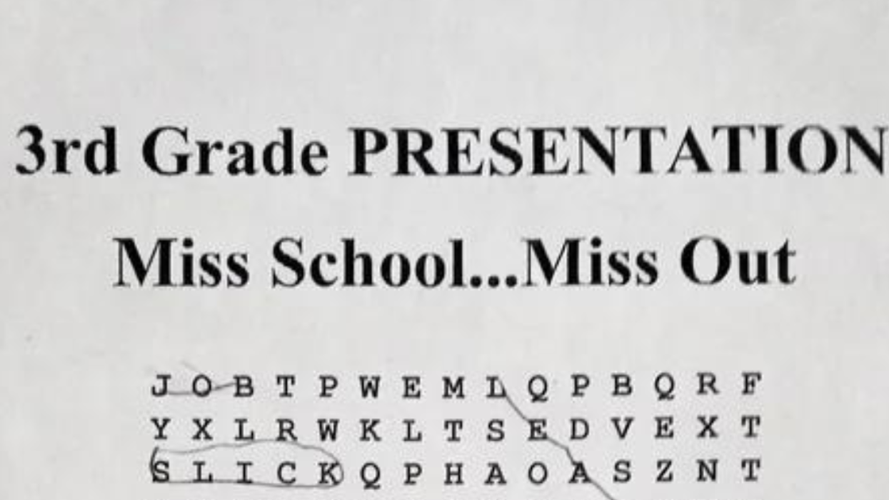 Image of the word search that shames students for missing school