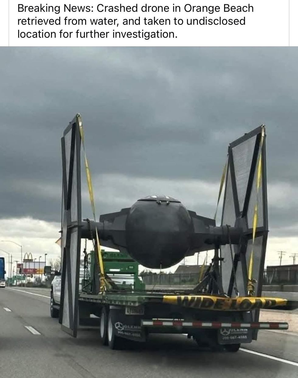 Image of TIE Fighter in fake news story