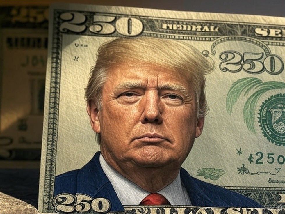 Image posted by Joe Wilson of $250 bill mockup showing Donald Trump's face on it