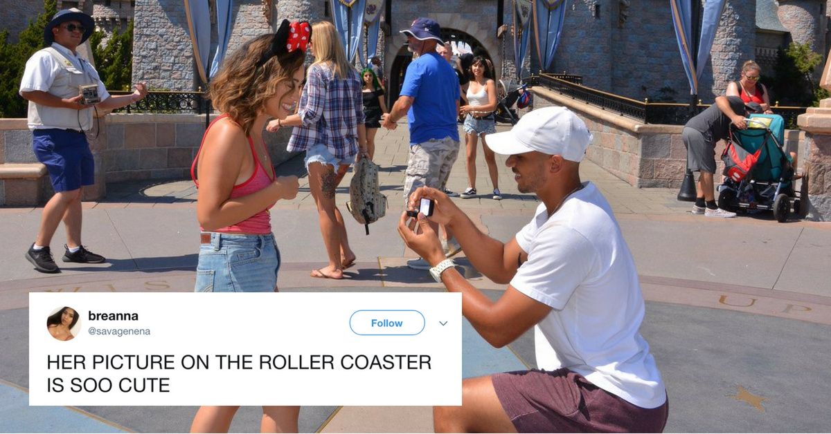 Newly-Engaged Bride-To-Be Uses Disneyland Rollercoaster Camera To Show Off Her New Bling 💍