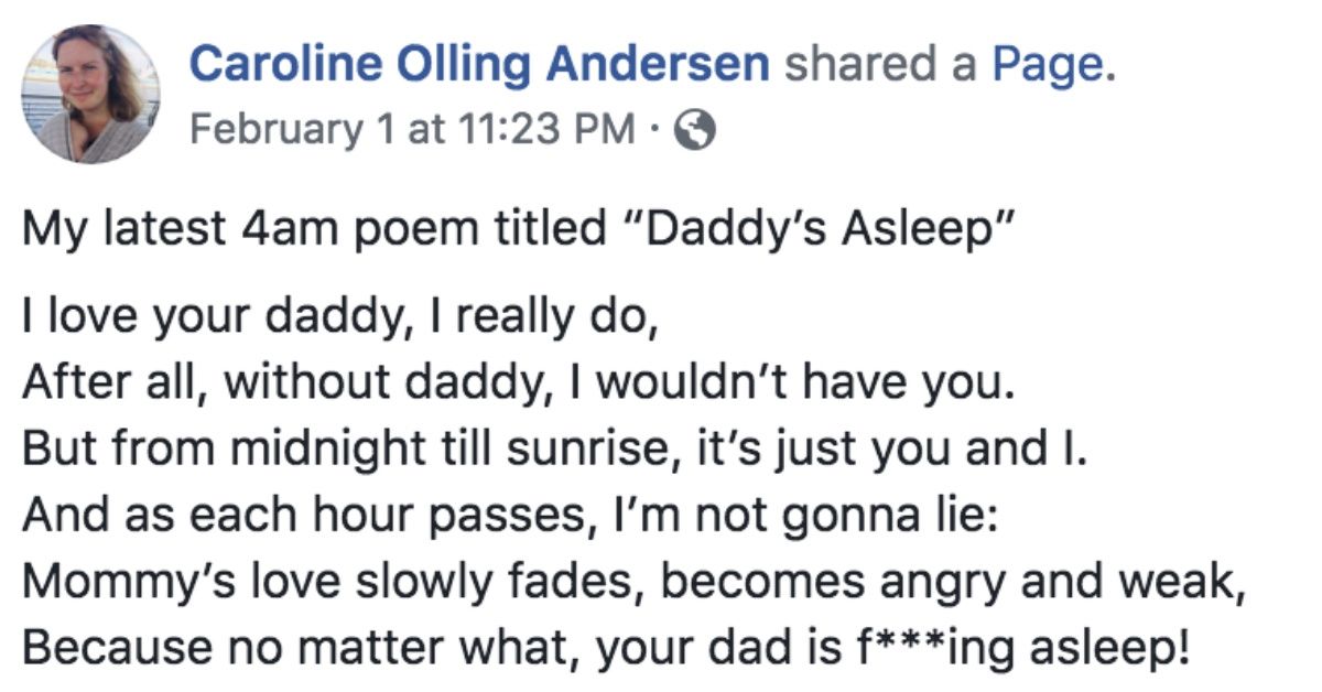 New Mom Writes Brutally Honest Poem About Her Husband Sleeping Through The Night Instead Of Helping Her With The Baby