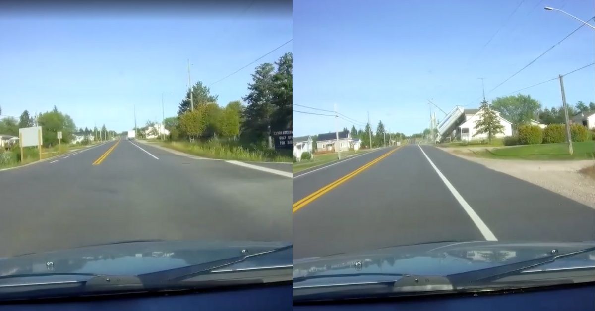 Truck Somehow Manages To Catapult Itself Onto House In Bizarre Viral Dashcam Video