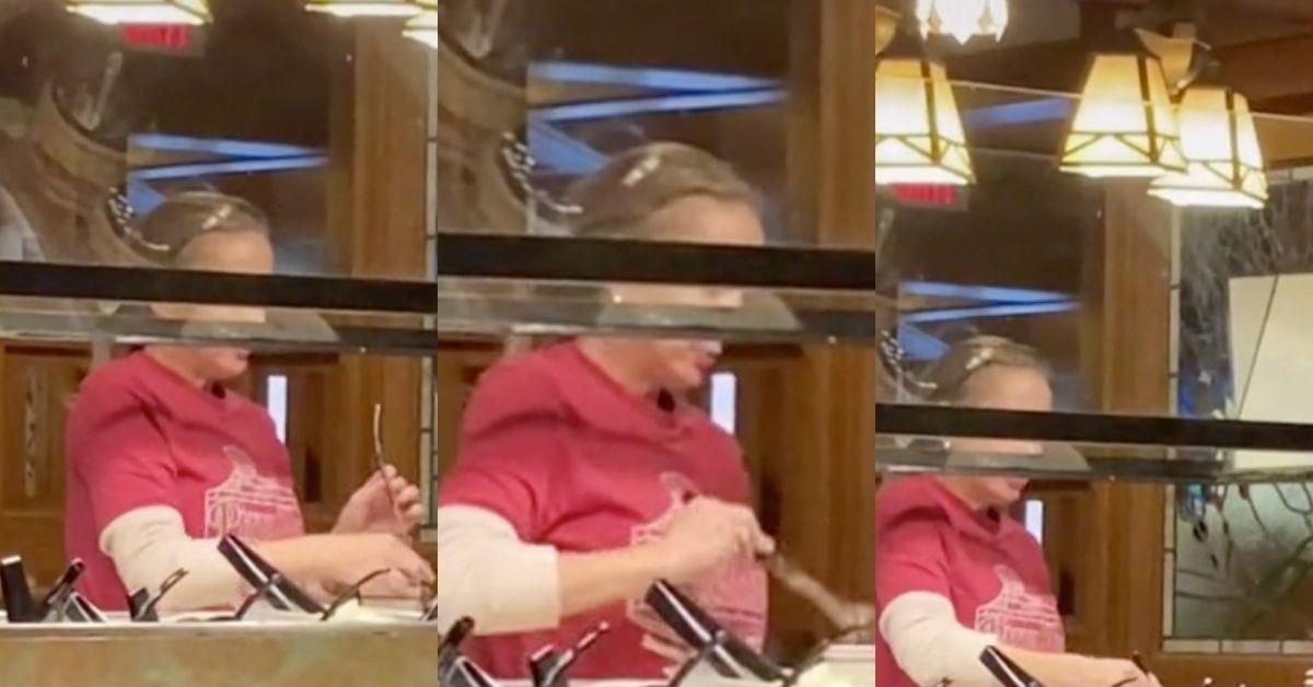 Pizza Hut Customers Horrified After Catching Employee Eating Directly Out Of Ladle At Salad Bar