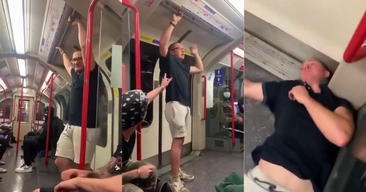 Maskless Guy Gets Knocked Out Cold After Hurling Racist Rant At Passengers On Subway