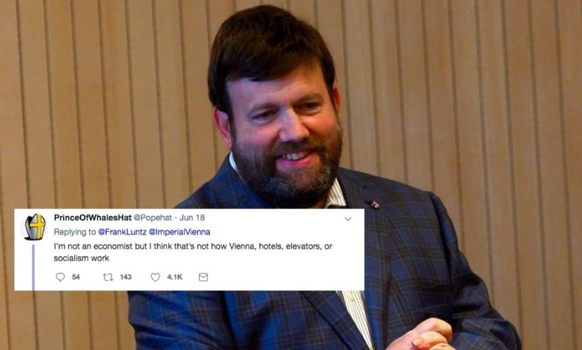 Republican Pollster Gets Completely Owned After Trying To Blame A Broken Hotel Elevator On Socialism
