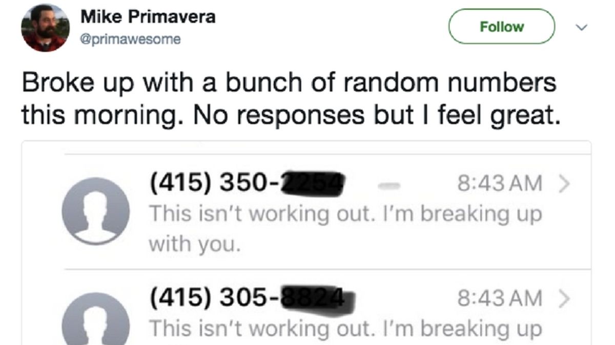 READ: Twitter User Breaks Up via Text With Random Phone Numbers