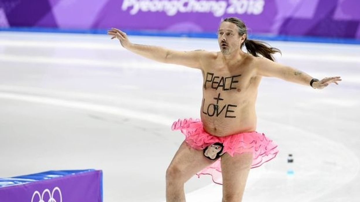 Professional Streaker in Pink Tutu Crashes Olympic Games With Message of 'Peace & Love'