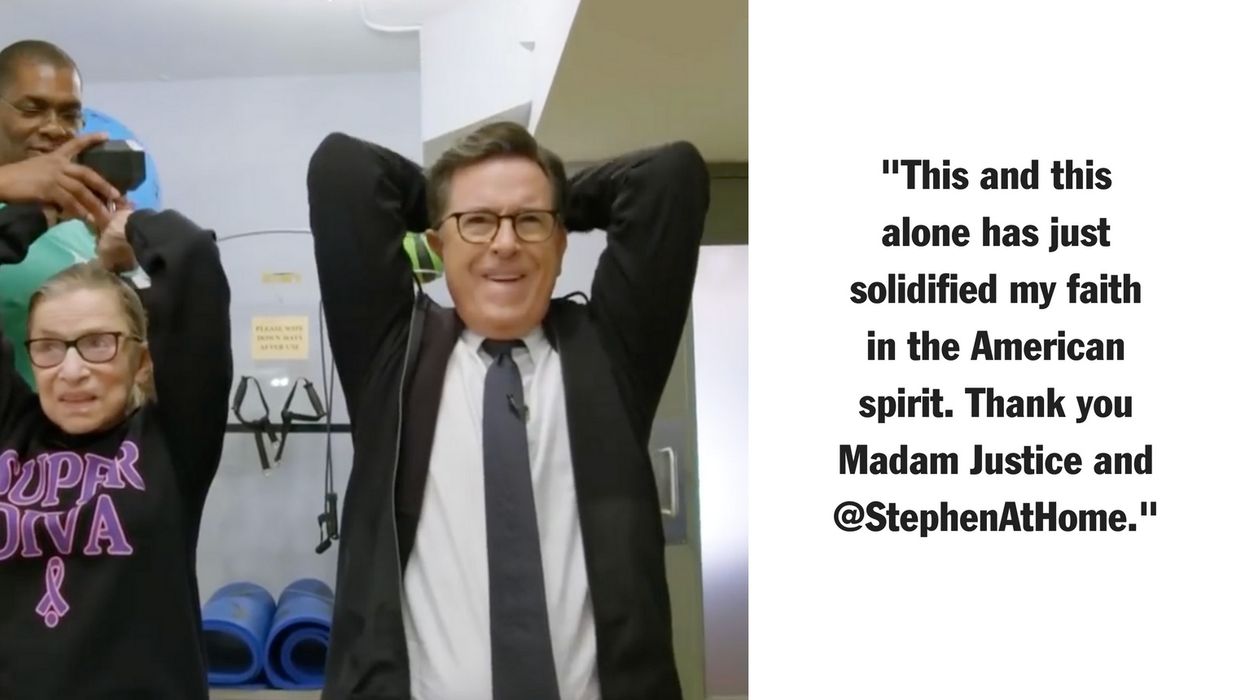 Stephen Colbert Struggles to Keep Up With Ruth Bader Ginsburg at the Gym
