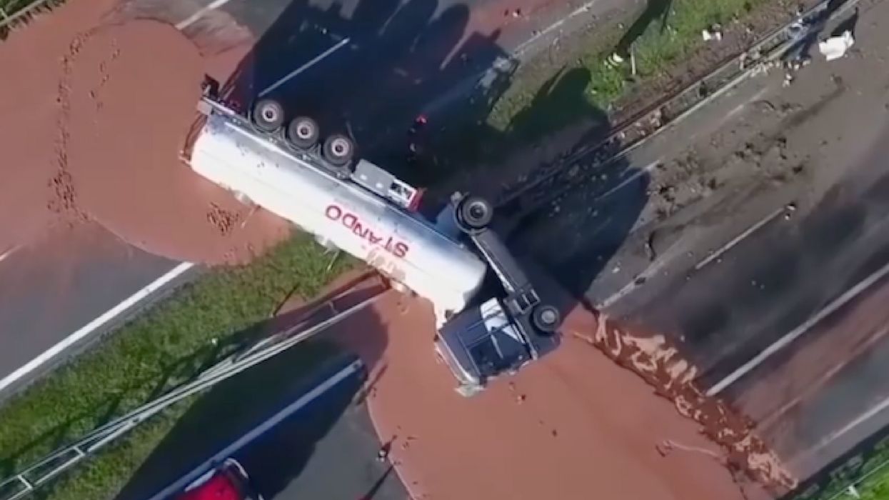 A Semi Carrying Liquid Chocolate Crashed And Spilled Its Delicious Contents Across A Highway