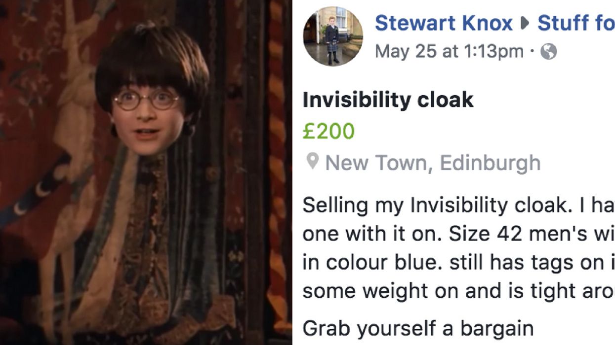 Man's Facebook Post Selling an Invisibility Cloak Goes Viral for Exactly the Reason You Think 😂