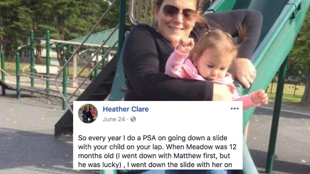 Woman Shares Freaky Picture As PSA About The Dangers Of Going Down A Slide With Your Child