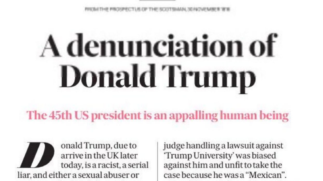 'An Appalling Human Being': Scotland National Newspaper Prints Scathing Takedown Of Trump