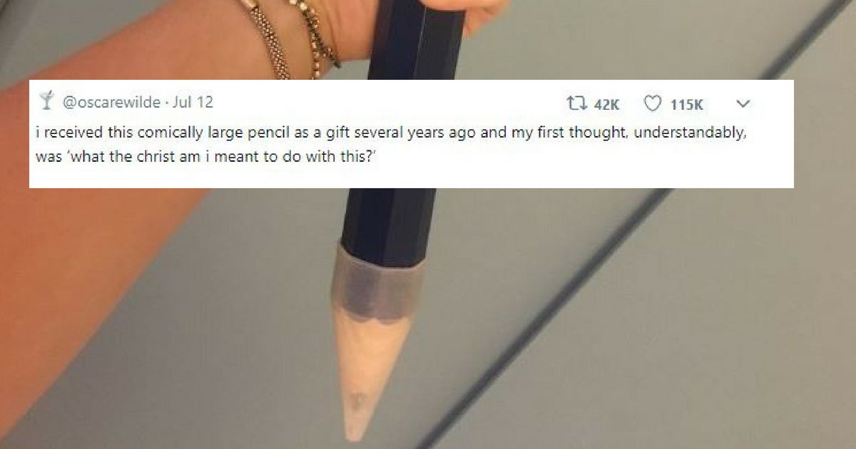 Someone Was Gifted An Absurdly Large Pencil—And They Knew Exactly What To Do With It 😂