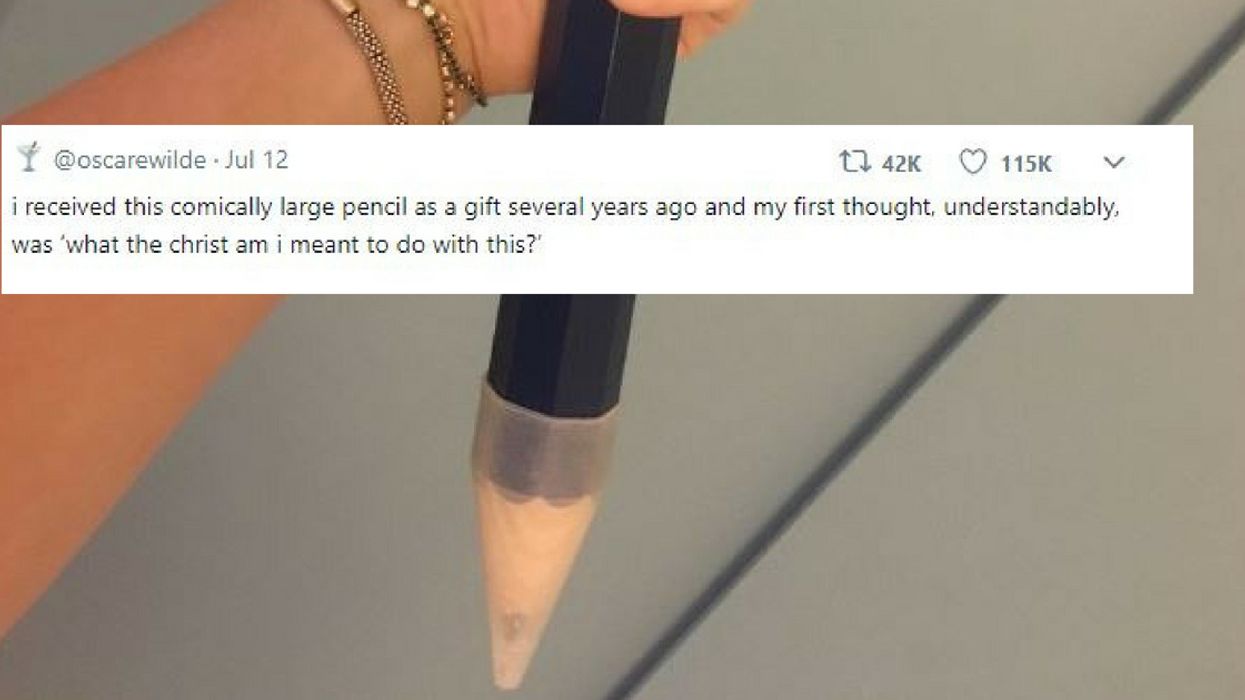 Someone Was Gifted An Absurdly Large Pencil—And They Knew Exactly What To Do With It 😂